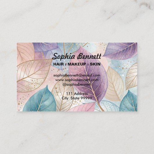 Pastelbladeren Visitekaartje (Achterkant)