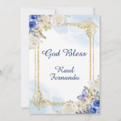 Pastelblauw 4 Mexicaans meisje Tres Anos uitnodigi Kaart (Achterkant)