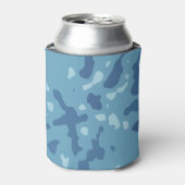 Pastelblauw abstract camo patroon blikjeskoeler (Blikje Voorkant)