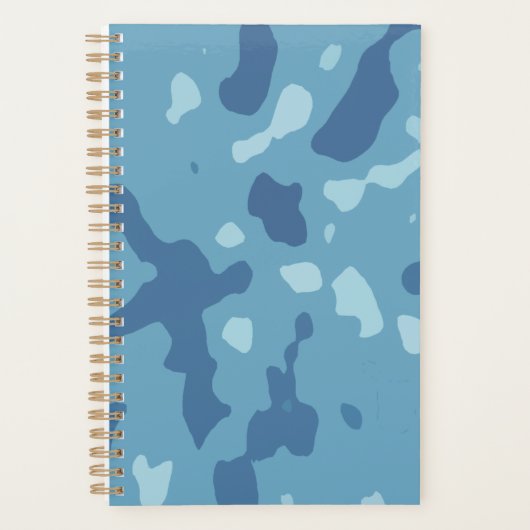 Pastelblauw abstract camouflagepatroon  planner (Voorkant)