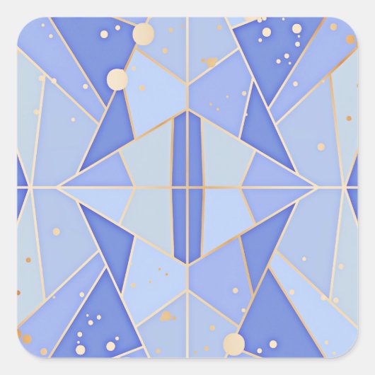 Pastelblauw abstract geometrisch ontwerp vierkante sticker (Voorkant)