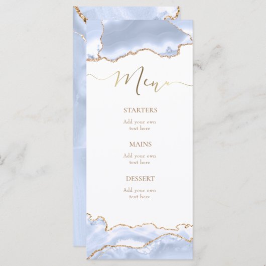 pastelblauw agate Menu (Voorkant / Achterkant)