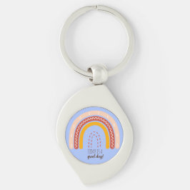 PASTELBLAUW BEVESTIGINGSCITAAT BOHO REGENBOOG META SLEUTELHANGER