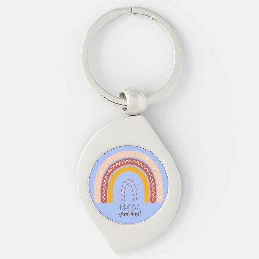 PASTELBLAUW BEVESTIGINGSCITAAT BOHO REGENBOOG META SLEUTELHANGER (Voorkant)