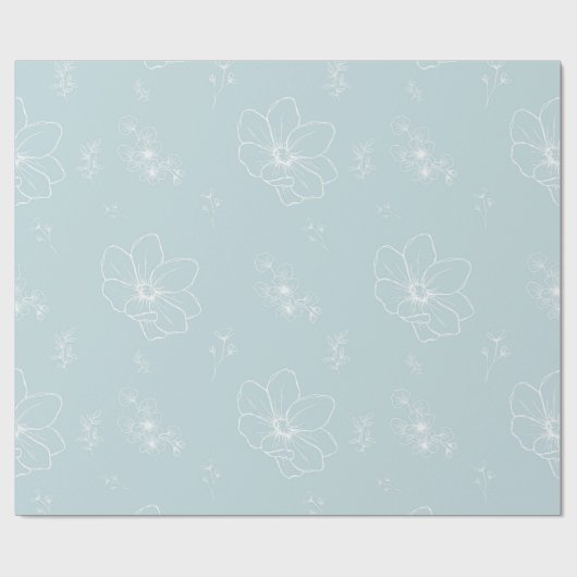 pastelblauw bloemkool cadeaupapier (Vlak)