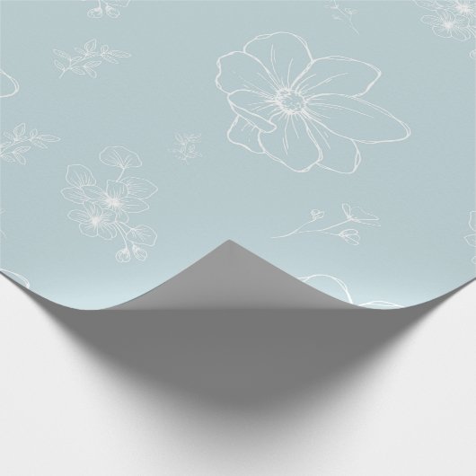 pastelblauw bloemkool cadeaupapier (Hoek)