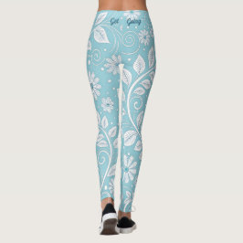 Pastelblauw Bloemmotief Leggings