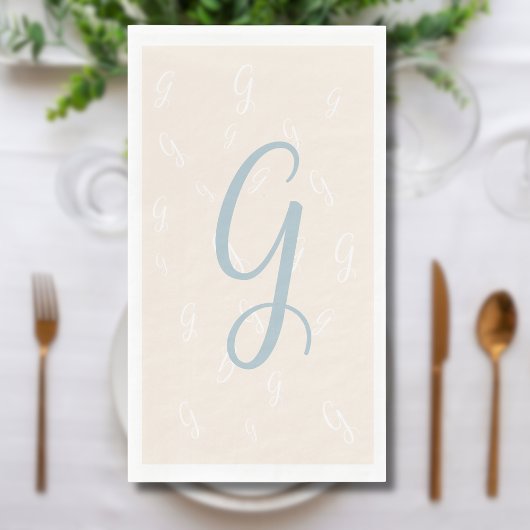 Pastelblauw Elegant Duplicaat Monogram | Linnen Servet