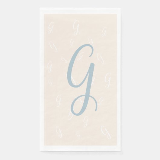 Pastelblauw Elegant Duplicaat Monogram | Linnen Servet (Voorkant)