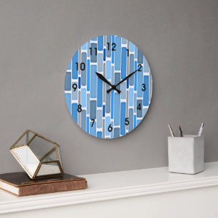 Pastelblauw en grijs patroon grote klok
