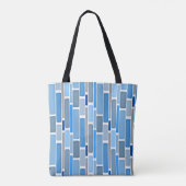 Pastelblauw en grijs patroon tote bag (Achterkant)