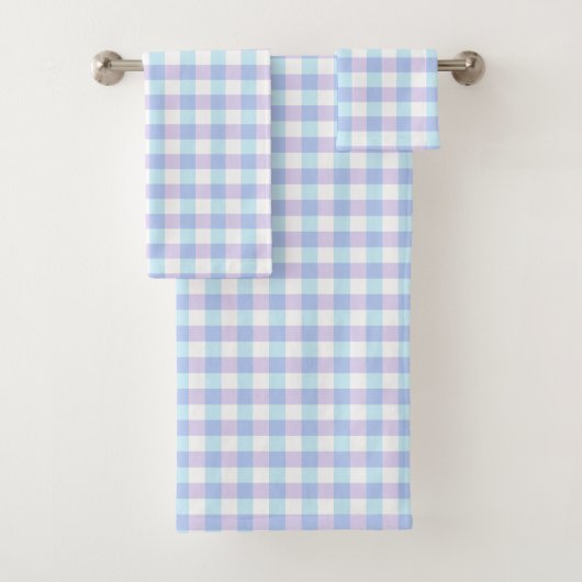 Pastelblauw en paarse gingham bad handdoek (Insitu)