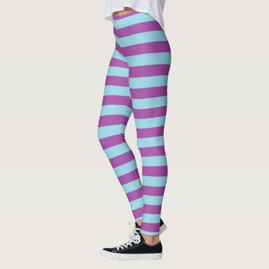 Pastelblauw en Paarse strepen Leggings (Links)
