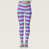 Pastelblauw en Paarse strepen Leggings (Voorkant)