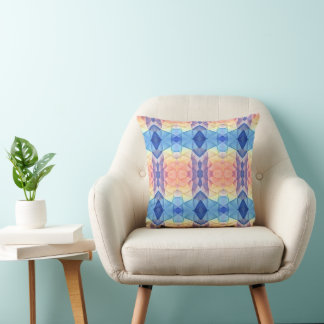 Pastelblauw en perzik kleuren mozaïek accentkussen kussen