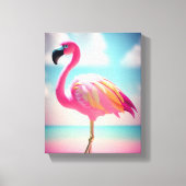 Pastelblauw en roze flamingo poster canvas afdruk (Voorkant)