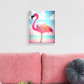 Pastelblauw en roze flamingo poster canvas afdruk (Insitu (Woonkamer))