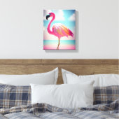 Pastelblauw en roze flamingo poster canvas afdruk (Insitu (Slaapkamer))