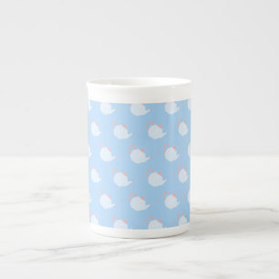 Pastelblauw en roze theepotpatroon porselein kop