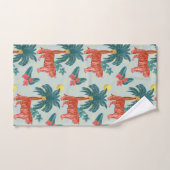 Pastelblauw en roze tropisch palmtijgerpatroon bad handdoek (Handdoek)