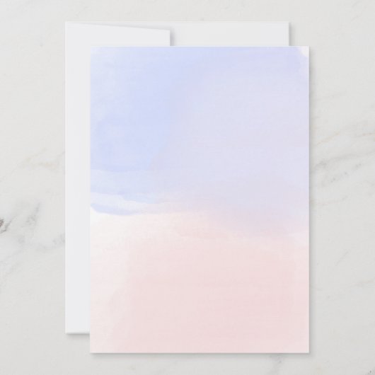 Pastelblauw en roze waterverf | Bat Mitzvah Kaart (Achterkant)