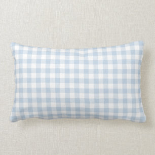 Pastelblauw en White Gingham Pattern Kussen