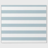 Pastelblauw en wit brede horizontale strepen cadeaupapier (Vlak)
