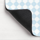 Pastelblauw en wit diamant geruit patroon muismat (Hoek)