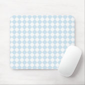Pastelblauw en wit diamant geruit patroon muismat (Met muis)