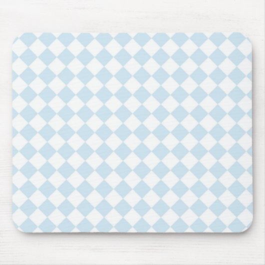 Pastelblauw en wit diamant geruit patroon muismat (Voorkant)