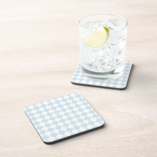 Pastelblauw en wit diamant geruit patroon onderzetter