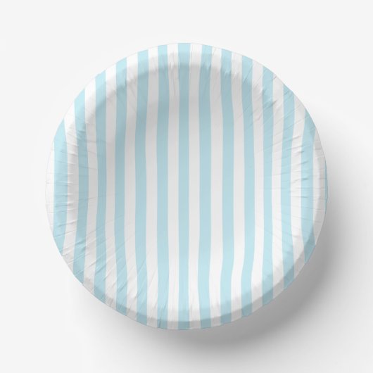 Pastelblauw en wit gestreepte papieren kom (Voorkant)