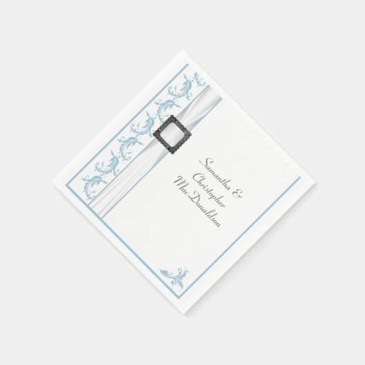 Pastelblauw en witte kant traditionele bruiloft servet (Hoek)