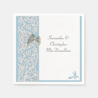 Pastelblauw en witte kant traditionele bruiloft servetten