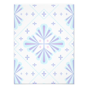 Pastelblauw geometrisch bloemherhalingspatroon foto afdruk