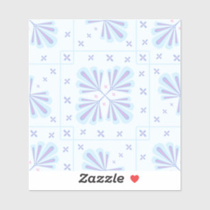 Pastelblauw geometrisch bloemmotief herhalend patr sticker