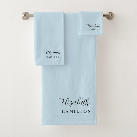  pastelblauw gepersonaliseerde badset bad handdoek (Insitu)