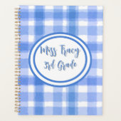 Pastelblauw geruit op maat gemaakte planner (Voorkant)