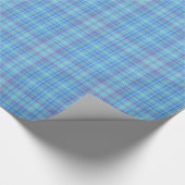 Pastelblauw geruit patroon cadeaupapier (Hoek)