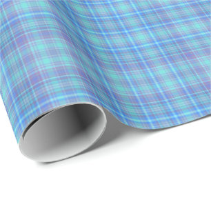 Pastelblauw geruit patroon cadeaupapier