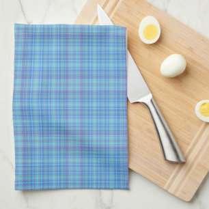 Pastelblauw geruit patroon theedoek