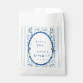 Pastelblauw  gestreept tuin Baby shower Bedankzakje (Voorkant)