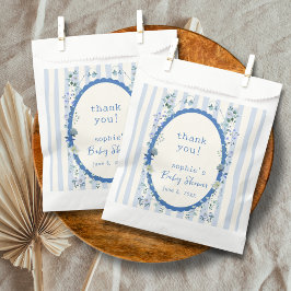 Pastelblauw  gestreept tuin Baby shower Bedankzakje