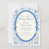 Pastelblauw  gestreept tuin Baby shower Kaart (Voorkant)