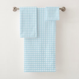 Pastelblauw Gingham Patroon Bad Handdoek