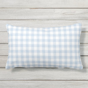 Pastelblauw Gingham Pattern gecheckt Buitenkussen