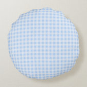 Pastelblauw Gingham Rond Kussen (Achterkant)