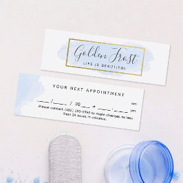 Pastelblauw & Goud Waterverf Elegante Afspraak Mini Visitekaartje