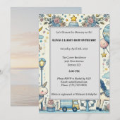 Pastelblauw grillig Baby shower Kaart (Voorkant / Achterkant)