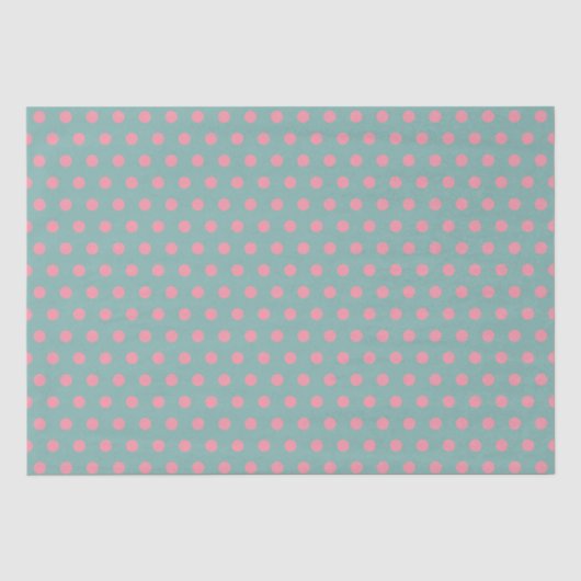 Pastelblauw Groenroze Stippen Tissuepapier (Voorkant)